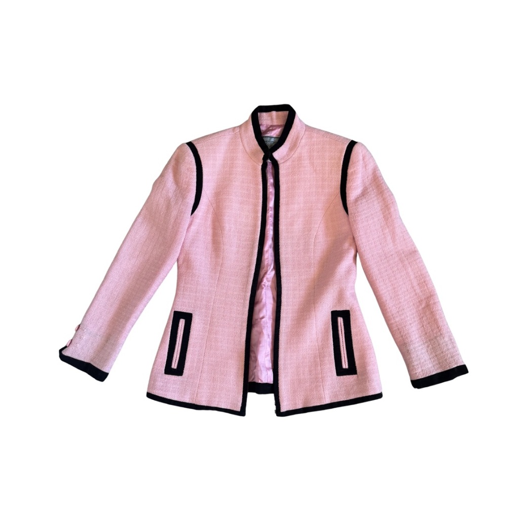VINTAGE 1970s VERSACE - Pink and Black Wool/Cotton Zip-Up Jacket